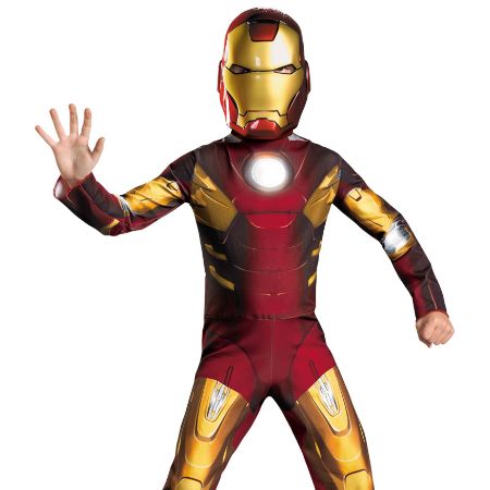 A kid giving a pose in his Iron Man Costume